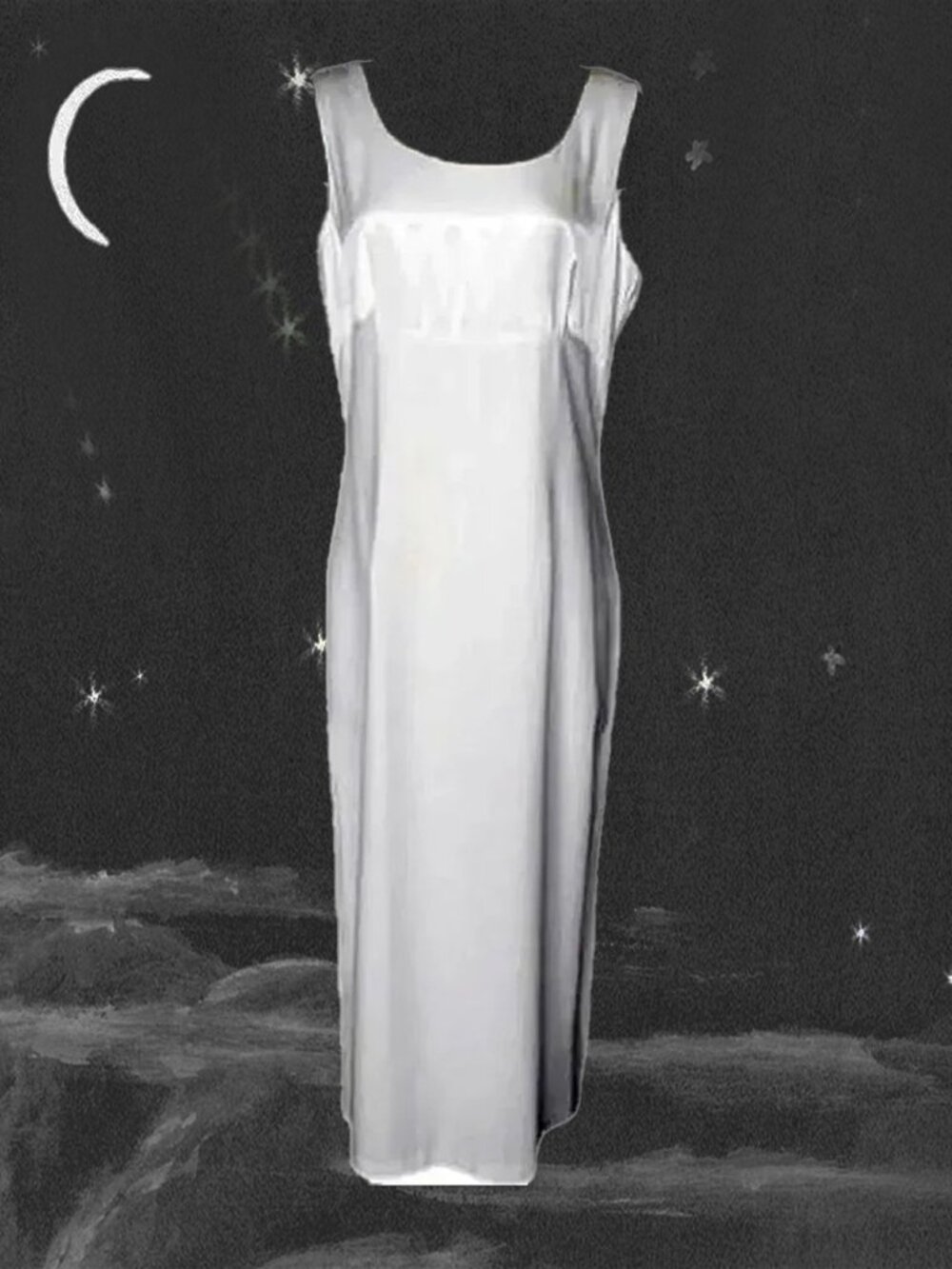 White Tank Gown Formal Minimalist Wedding Dress - 80s Vintage